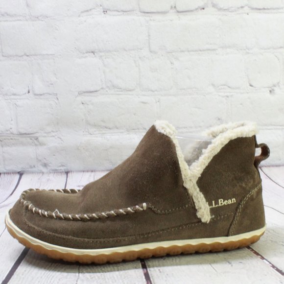 L.L. Bean Shoes - LL Bean Brown Suede Fleece Lined Mountain Slipper Moc Boots Size 7 M